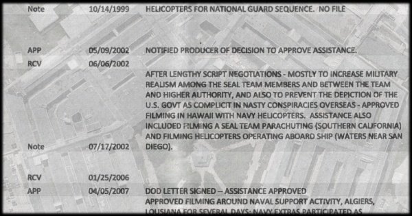 Pentagon-Hollywood Collaboration Database Excerpts