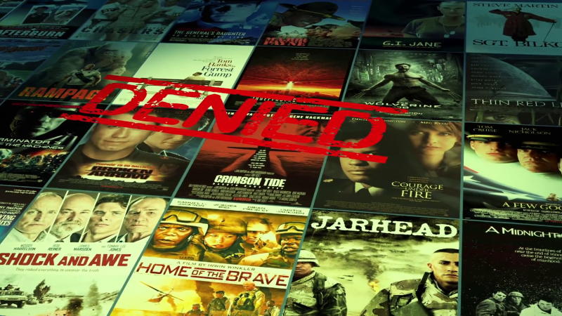 Graphic from Theaters of War showing films denied by the Pentagon